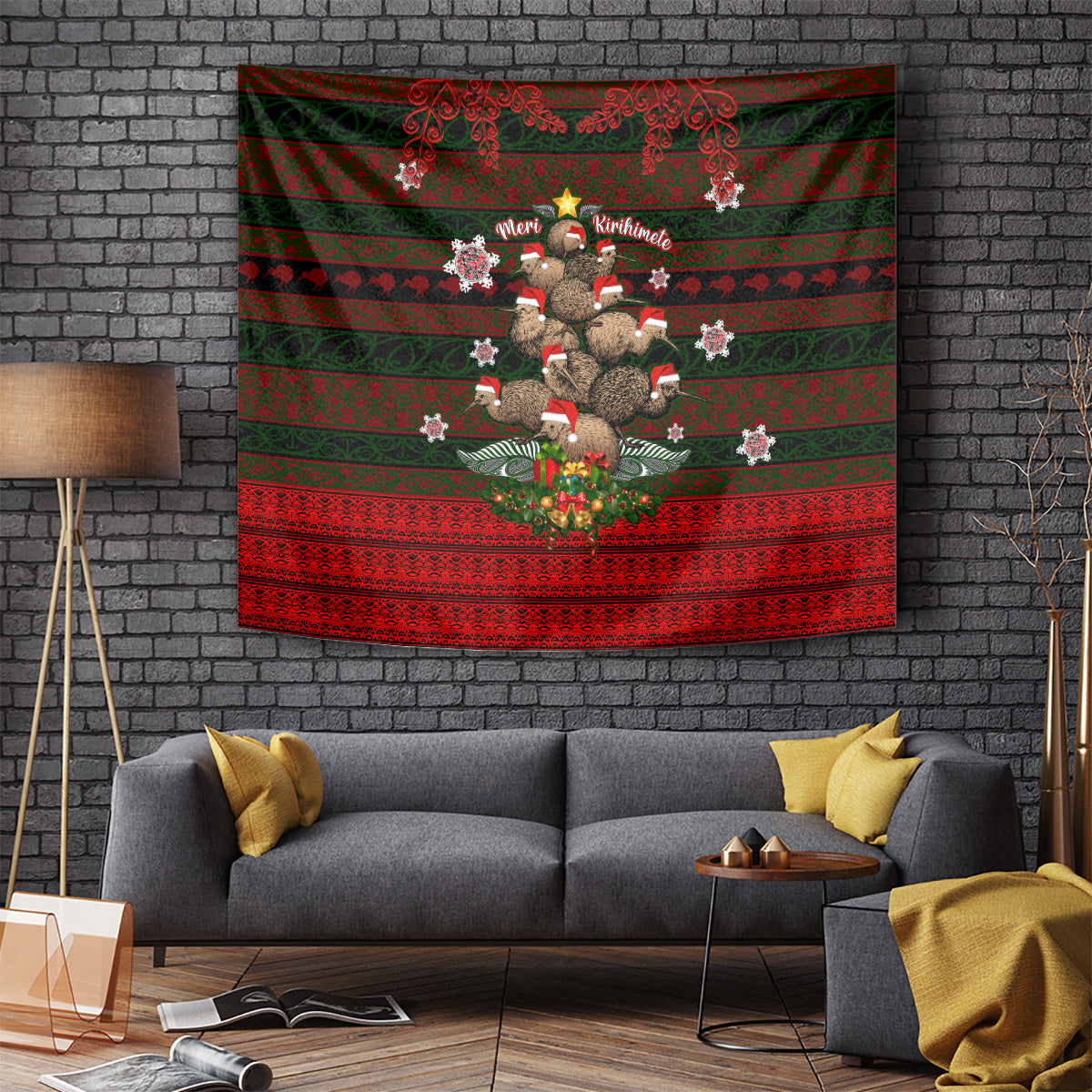 Meri Kirihimete New Zealand Tapestry Christmas Kiwi Maori - Wonder Print Shop