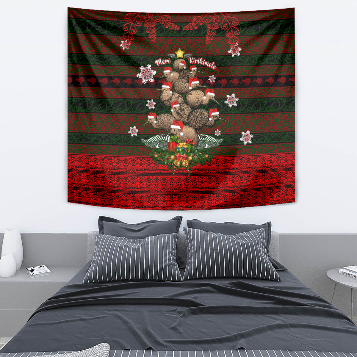 Meri Kirihimete New Zealand Tapestry Christmas Kiwi Maori - Wonder Print Shop