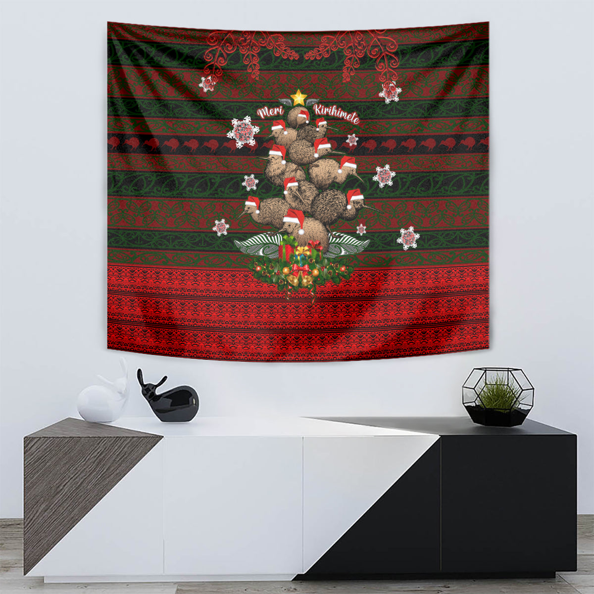 Meri Kirihimete New Zealand Tapestry Christmas Kiwi Maori - Wonder Print Shop