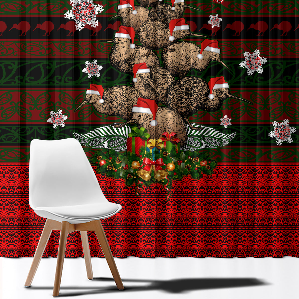 Meri Kirihimete New Zealand Window Curtain Christmas Kiwi Maori - Wonder Print Shop