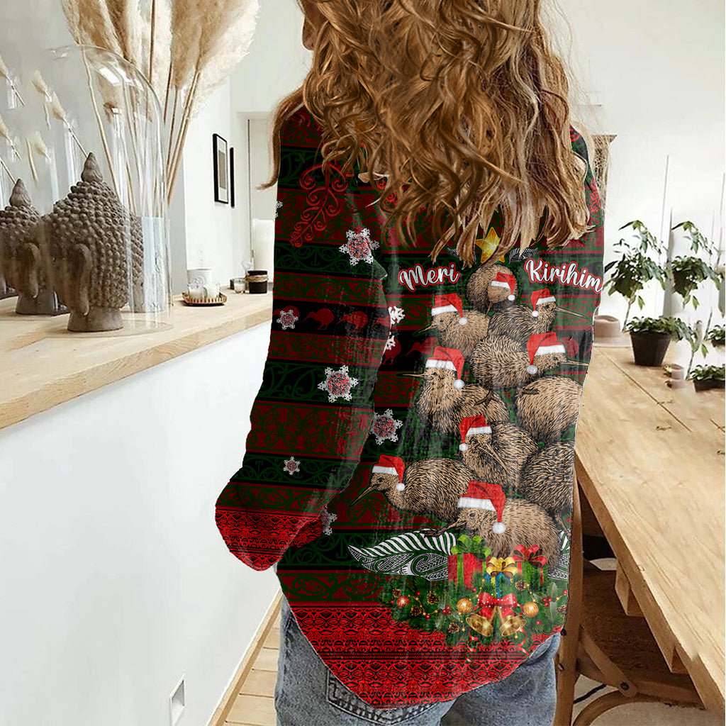 Meri Kirihimete New Zealand Women Casual Shirt Christmas Kiwi Maori - Wonder Print Shop