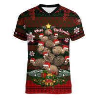 Meri Kirihimete New Zealand Women V Neck T Shirt Christmas Kiwi Maori - Wonder Print Shop