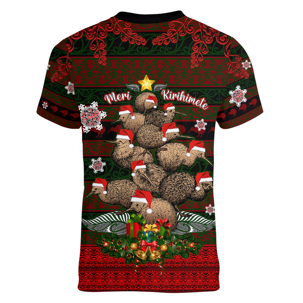 Meri Kirihimete New Zealand Women V Neck T Shirt Christmas Kiwi Maori - Wonder Print Shop
