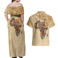 Personalized Africa On World Map Couples Matching Off Shoulder Maxi Dress and Hawaiian Shirt - Wonder Print Shop