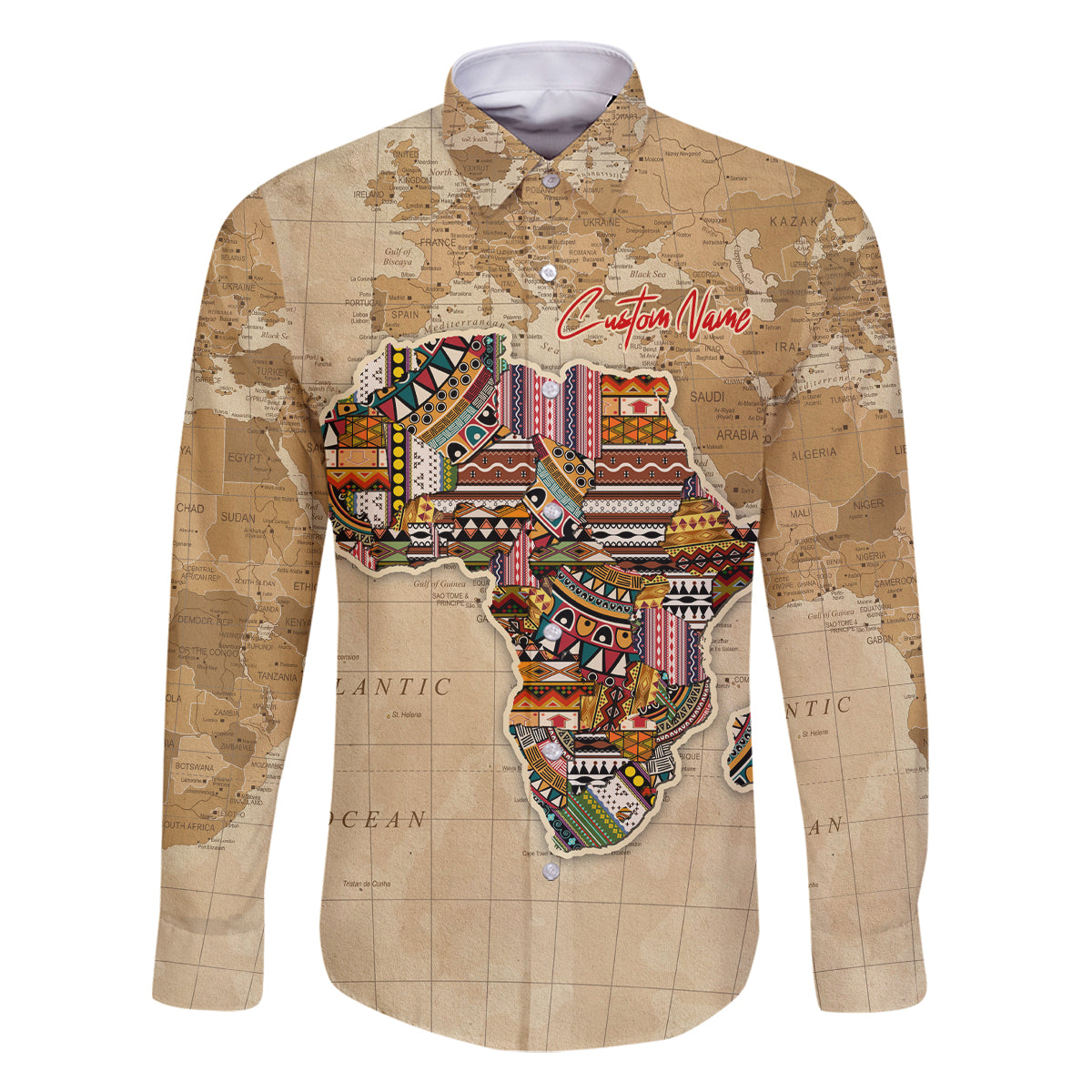 Personalized Africa On World Map Family Matching Off Shoulder Long Sleeve Dress and Hawaiian Shirt - Wonder Print Shop