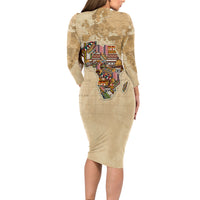Personalized Africa On World Map Long Sleeve Bodycon Dress - Wonder Print Shop
