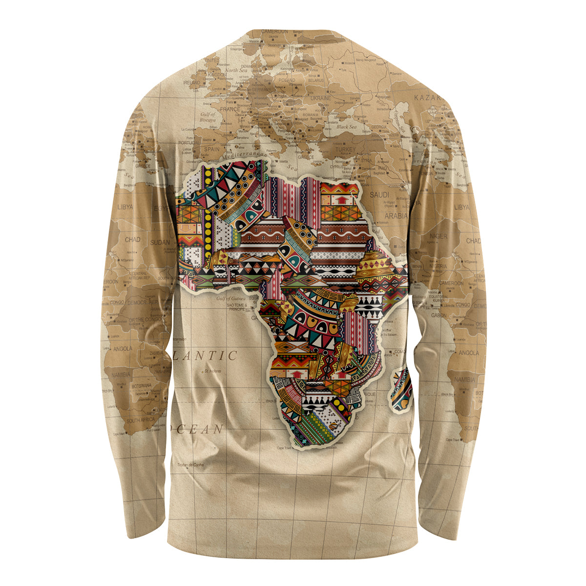 Personalized Africa On World Map Long Sleeve Shirt - Wonder Print Shop