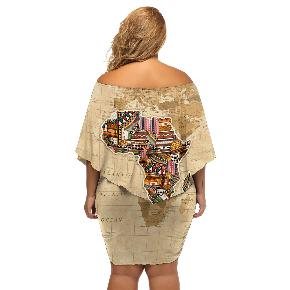 Personalized Africa On World Map Off Shoulder Short Dress - Wonder Print Shop