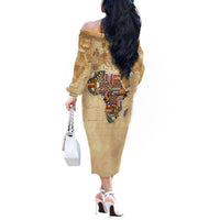 Personalized Africa On World Map Off The Shoulder Long Sleeve Dress - Wonder Print Shop