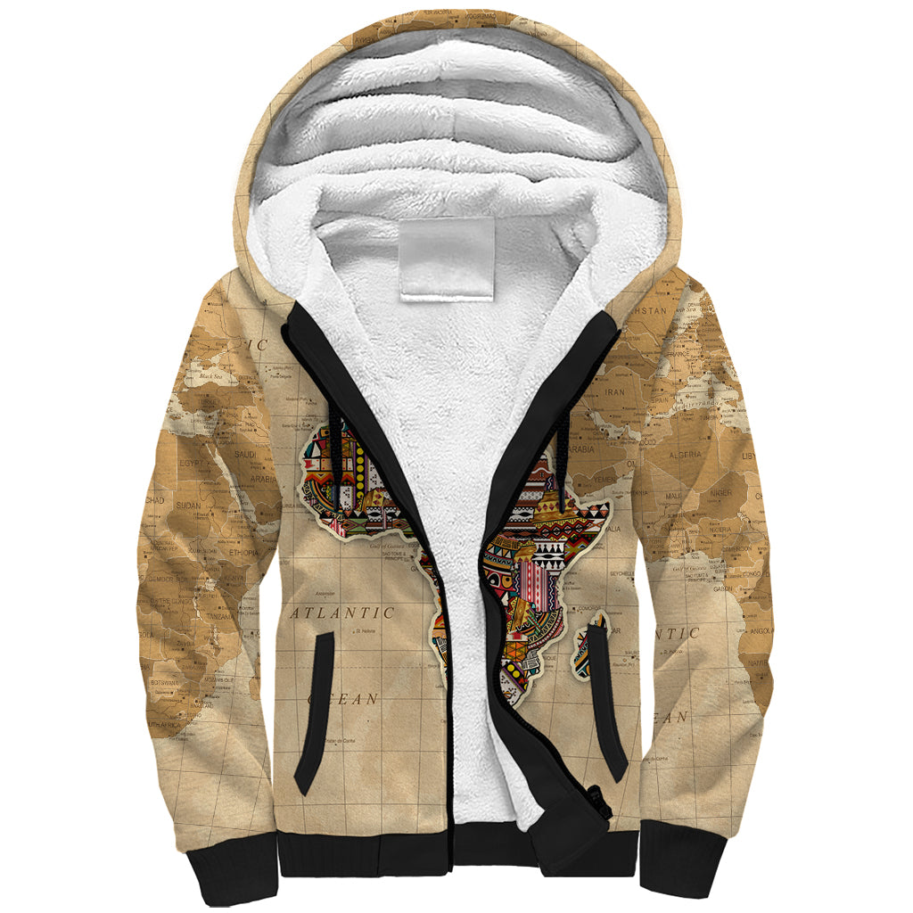 Personalized Africa On World Map Sherpa Hoodie - Wonder Print Shop