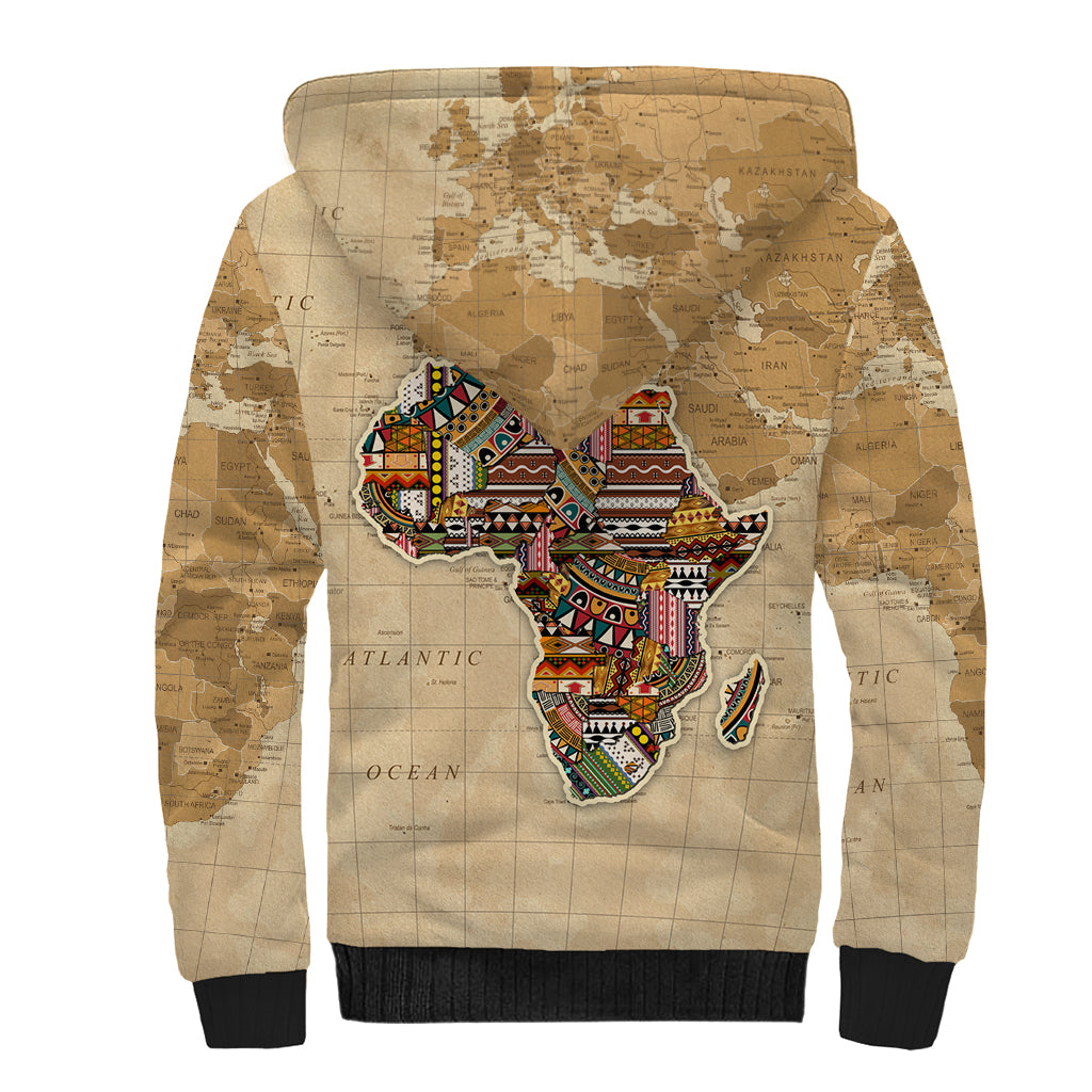 Personalized Africa On World Map Sherpa Hoodie - Wonder Print Shop