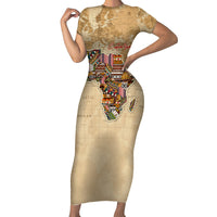 Personalized Africa On World Map Short Sleeve Bodycon Dress - Wonder Print Shop