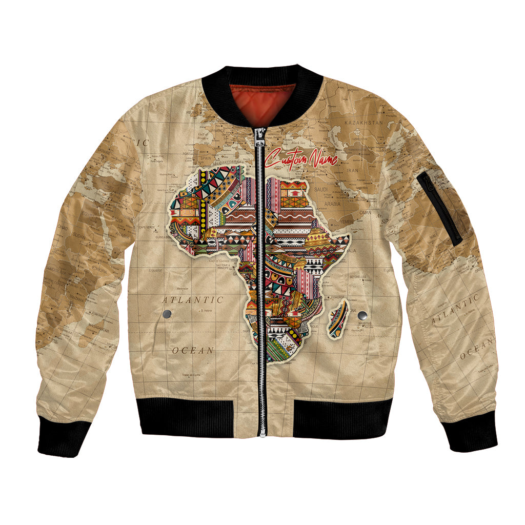 Personalized Africa On World Map Sleeve Zip Bomber Jacket - Wonder Print Shop
