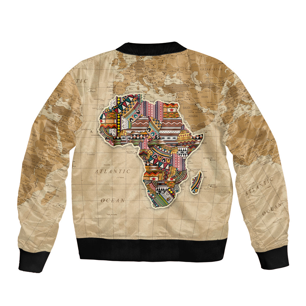 Personalized Africa On World Map Sleeve Zip Bomber Jacket - Wonder Print Shop