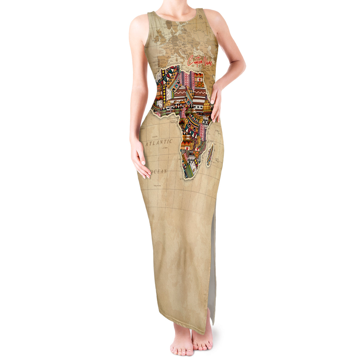 Personalized Africa On World Map Tank Maxi Dress - Wonder Print Shop