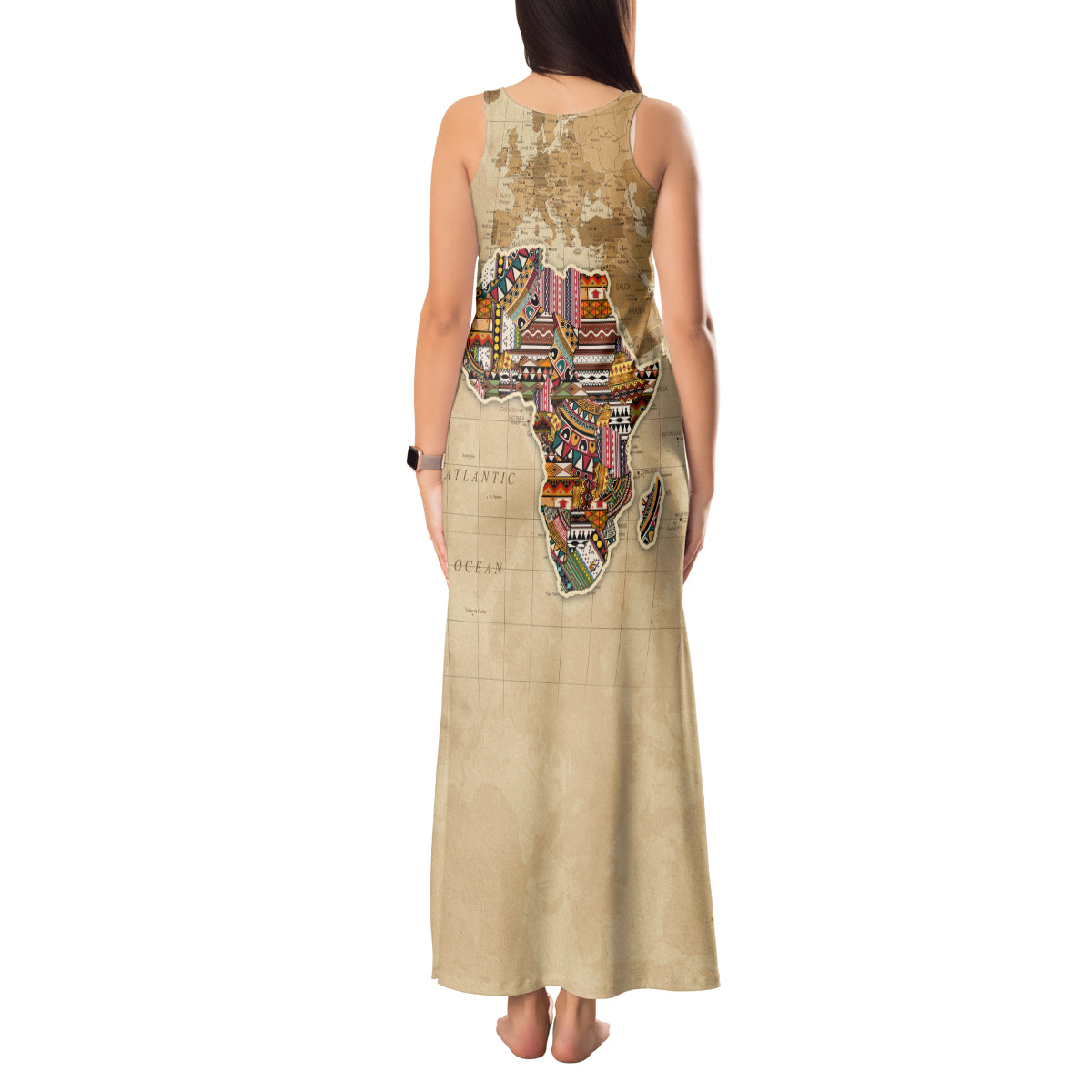 Personalized Africa On World Map Tank Maxi Dress - Wonder Print Shop