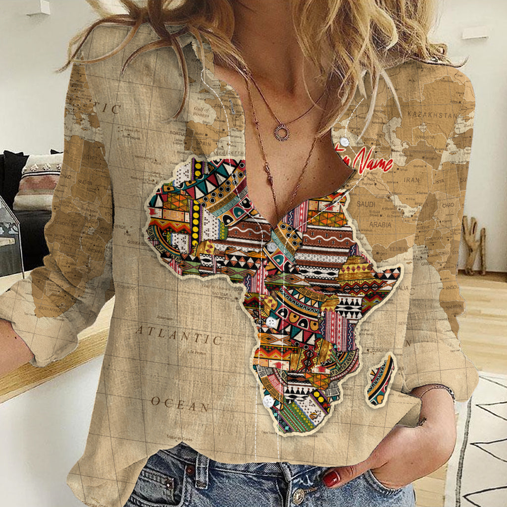 Personalized Africa On World Map Women Casual Shirt - Wonder Print Shop