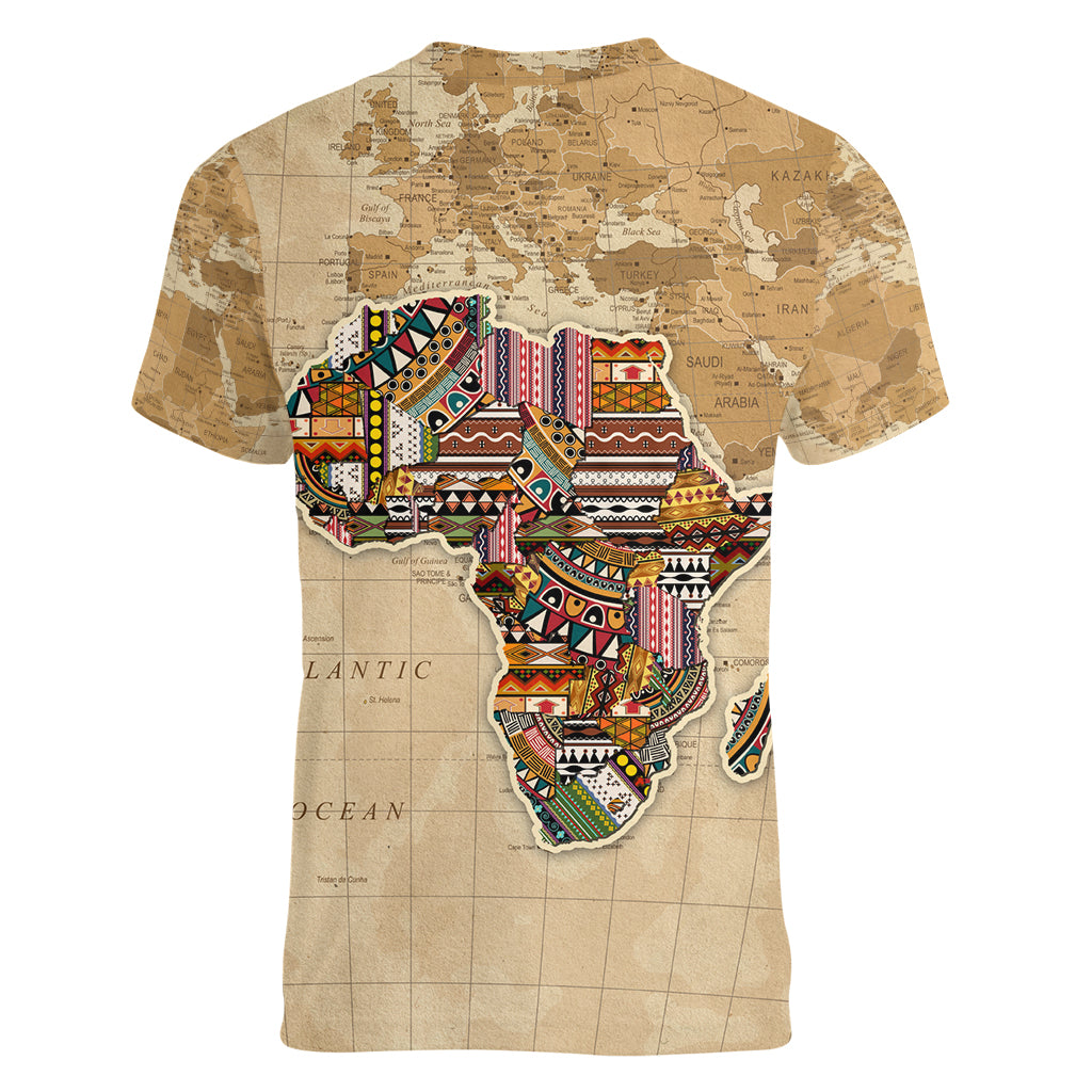 Personalized Africa On World Map Women V Neck T Shirt - Wonder Print Shop