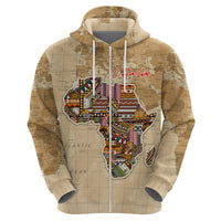 Personalized Africa On World Map Zip Hoodie - Wonder Print Shop
