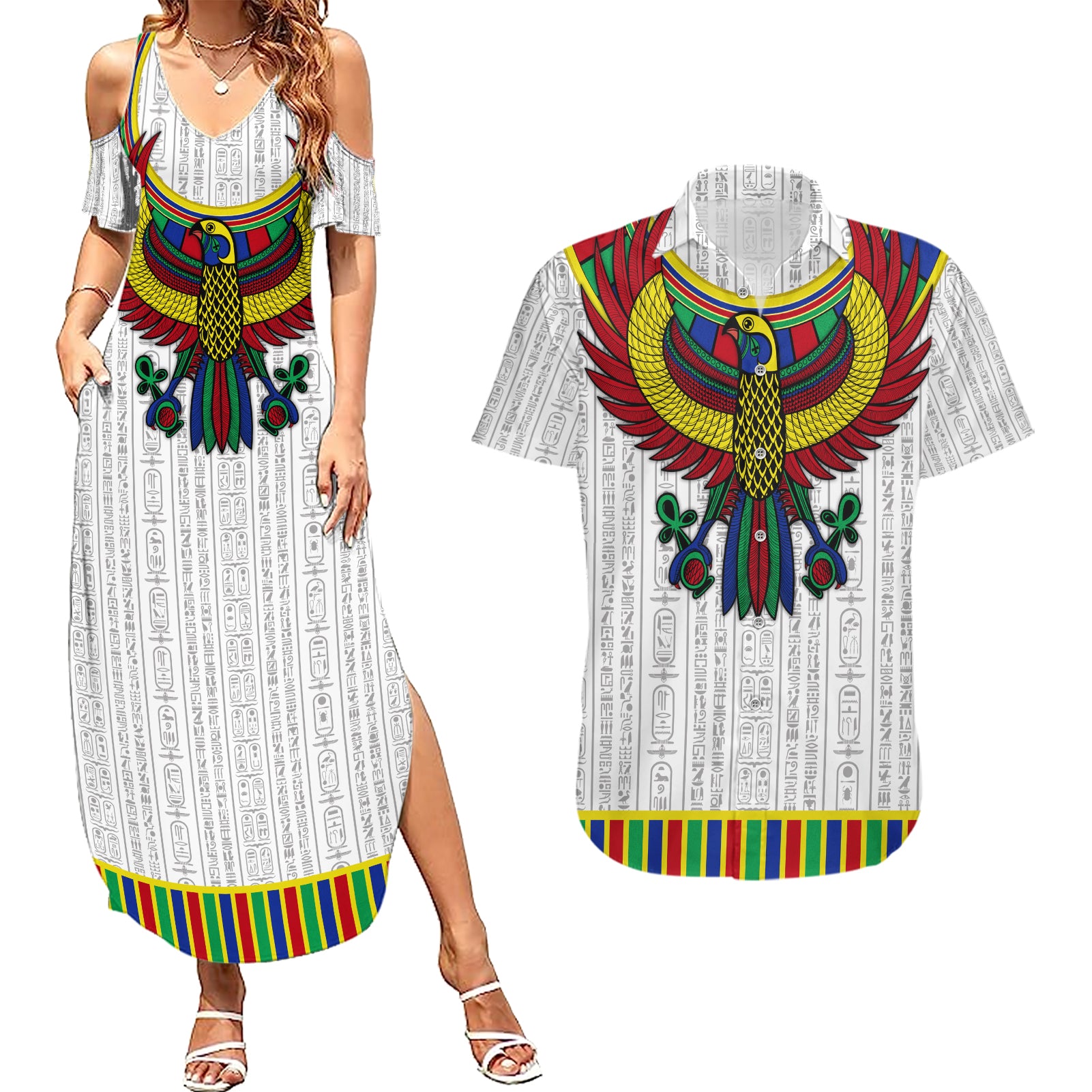 Egyptian Horus Couples Matching Summer Maxi Dress and Hawaiian Shirt Gods of Egypt