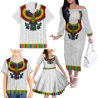 Egyptian Horus Family Matching Off Shoulder Long Sleeve Dress and Hawaiian Shirt Gods of Egypt - Wonder Print Shop