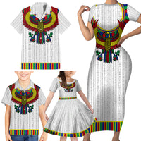 Egyptian Horus Family Matching Short Sleeve Bodycon Dress and Hawaiian Shirt Gods of Egypt - Wonder Print Shop