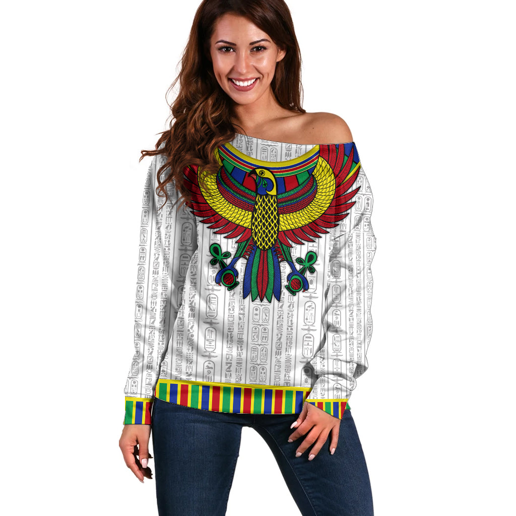 Egyptian Horus Off Shoulder Sweater Gods of Egypt - Wonder Print Shop