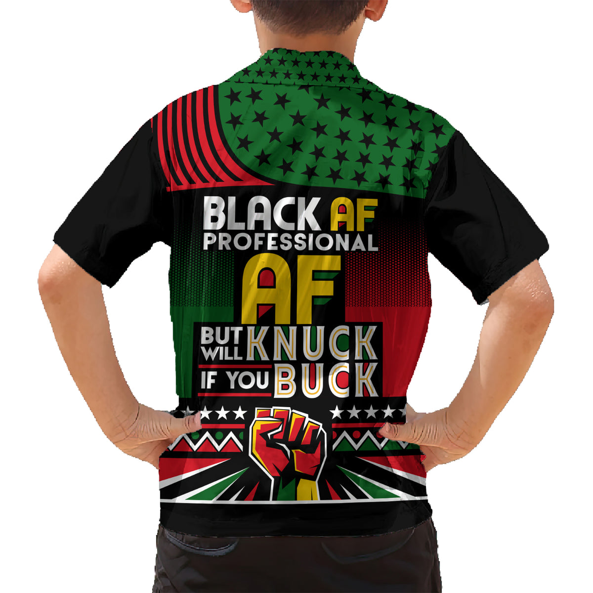 Black AF Professional AF But Will Knuck If You Hawaiian Shirt African Pride - Wonder Print Shop