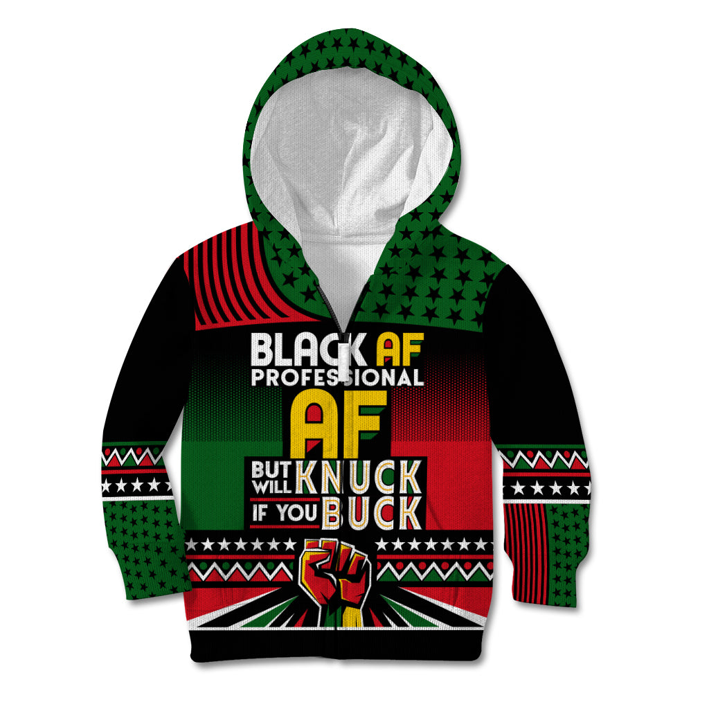 Black AF Professional AF But Will Knuck If You Kid Hoodie African Pride - Wonder Print Shop