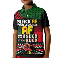 Black AF Professional AF But Will Knuck If You Kid Polo Shirt African Pride - Wonder Print Shop