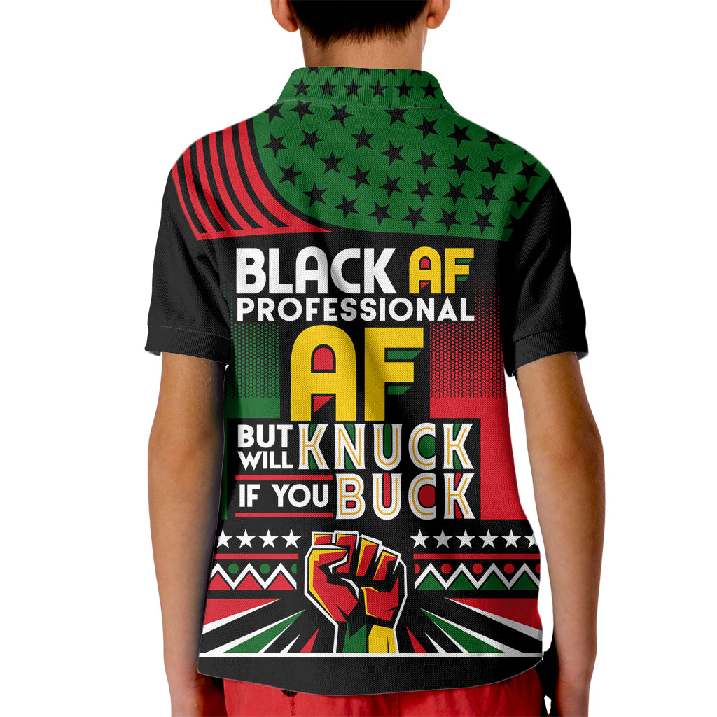 Black AF Professional AF But Will Knuck If You Kid Polo Shirt African Pride - Wonder Print Shop