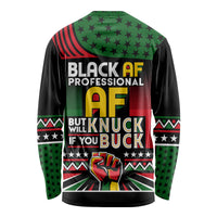 Black AF Professional AF But Will Knuck If You Long Sleeve Shirt African Pride - Wonder Print Shop