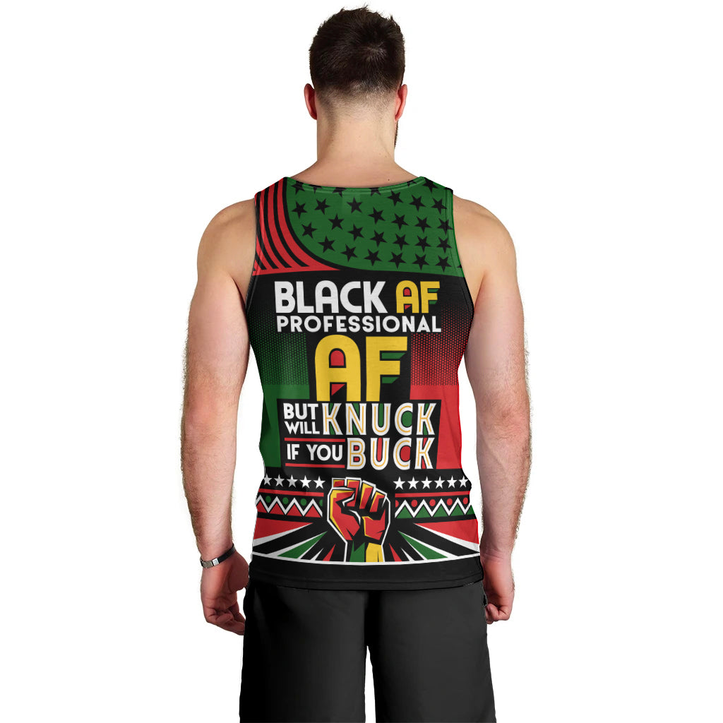 Black AF Professional AF But Will Knuck If You Men Tank Top African Pride - Wonder Print Shop