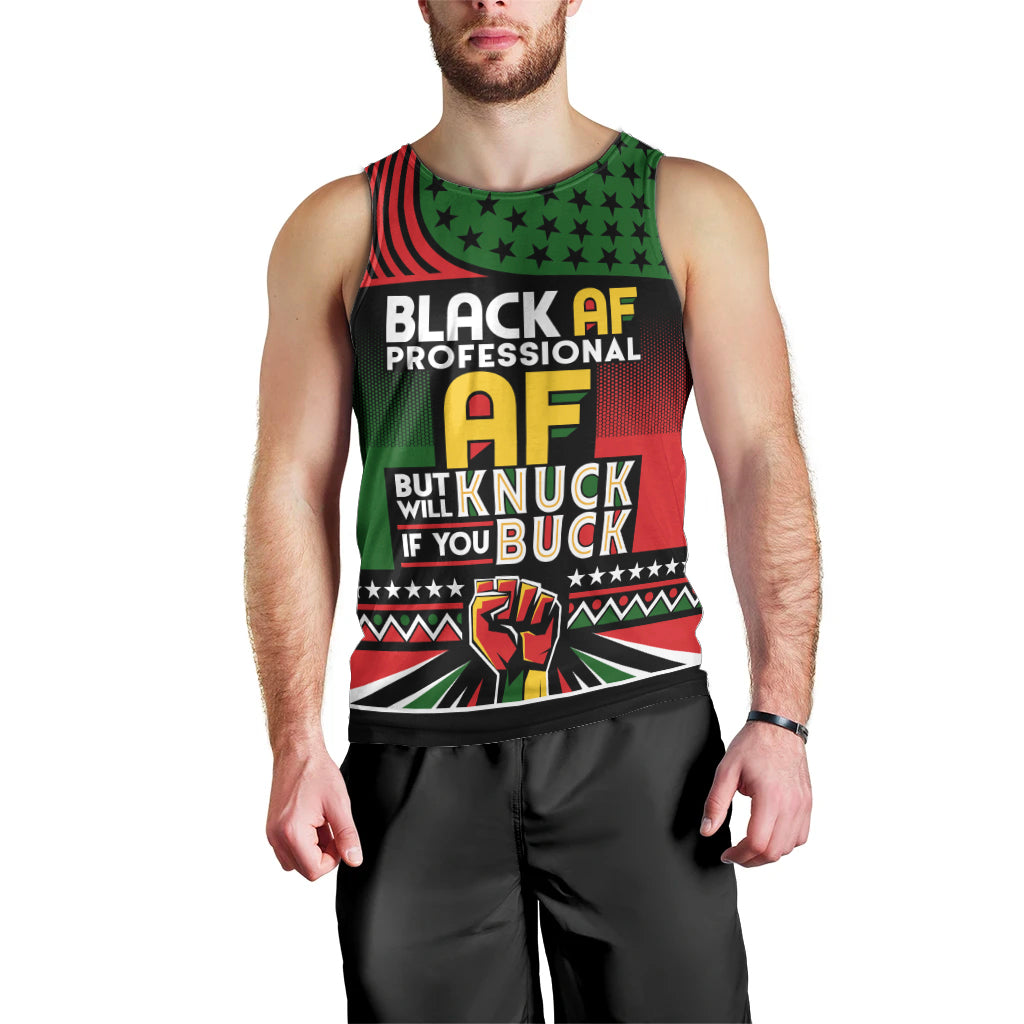 Black AF Professional AF But Will Knuck If You Men Tank Top African Pride - Wonder Print Shop