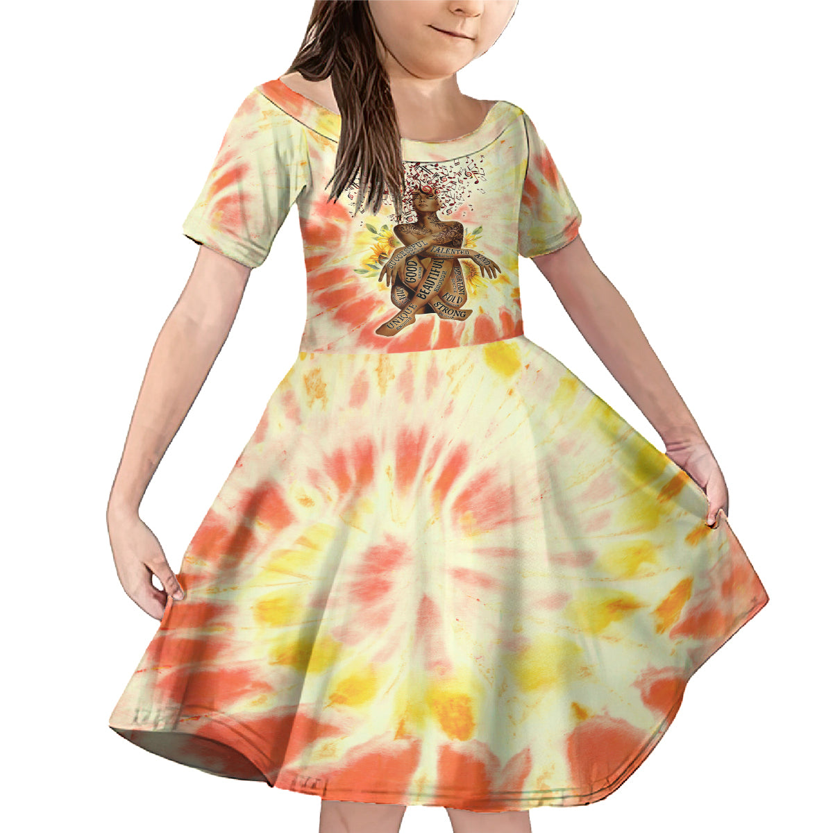 Black Queen Tie Dye Family Matching Mermaid Dress and Hawaiian Shirt - Wonder Print Shop