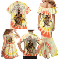 Black Queen Tie Dye Family Matching Mermaid Dress and Hawaiian Shirt - Wonder Print Shop