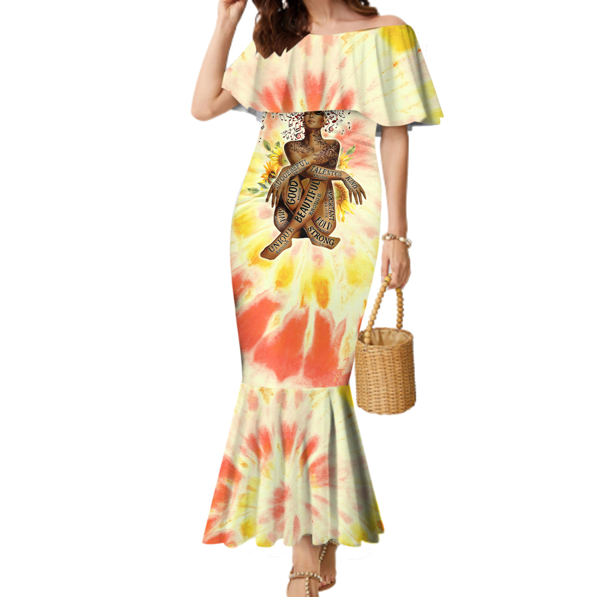 Black Queen Tie Dye Family Matching Mermaid Dress and Hawaiian Shirt - Wonder Print Shop