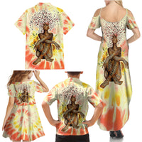 Black Queen Tie Dye Family Matching Summer Maxi Dress and Hawaiian Shirt - Wonder Print Shop