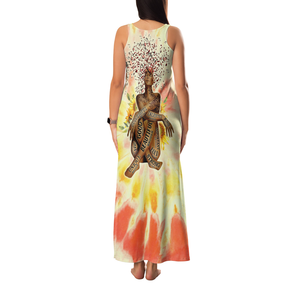 Black Queen Tie Dye Family Matching Tank Maxi Dress and Hawaiian Shirt - Wonder Print Shop