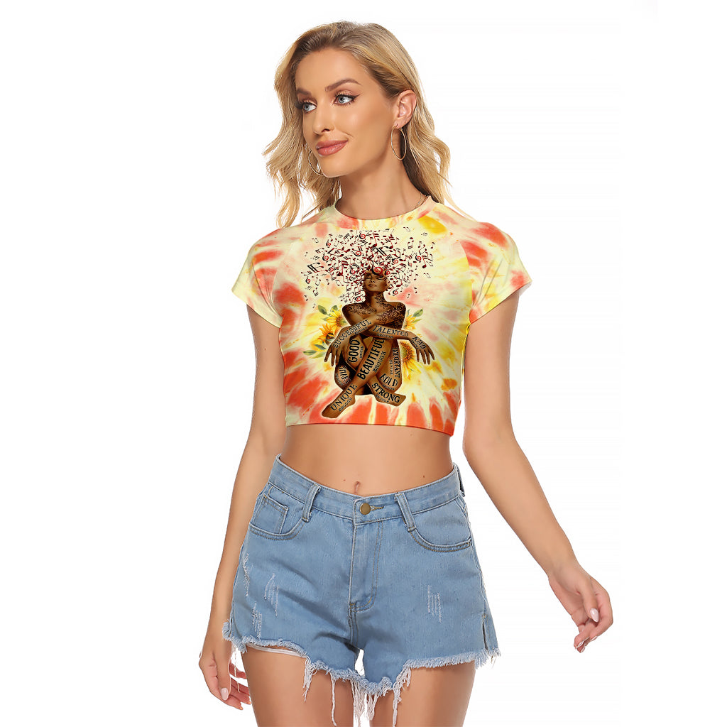 Black Queen Tie Dye Raglan Cropped T Shirt - Wonder Print Shop
