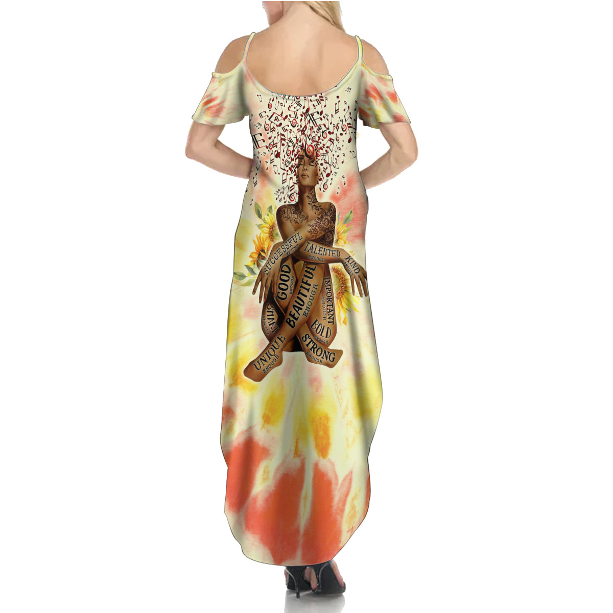 Black Queen Tie Dye Summer Maxi Dress - Wonder Print Shop