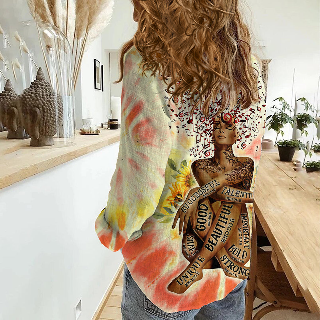 Black Queen Tie Dye Women Casual Shirt - Wonder Print Shop