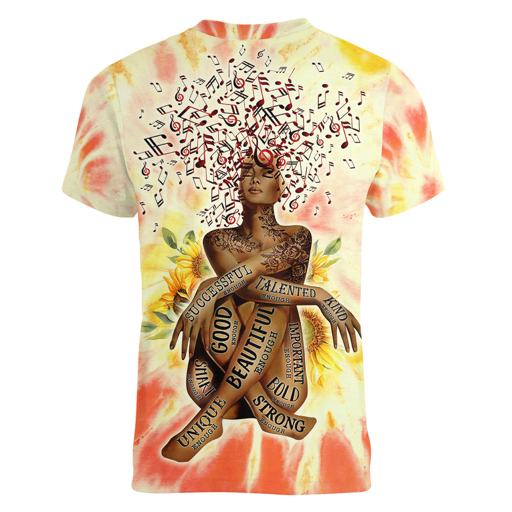 Black Queen Tie Dye Women V Neck T Shirt - Wonder Print Shop