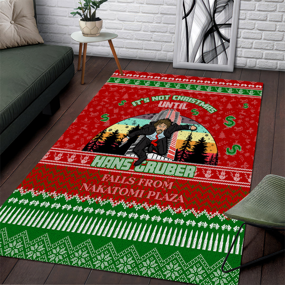It's Not Christmas Unil Hans Gruber Falls From Nakatomi Plaza Area Rug Xmas Eve 1988 - Wonder Print Shop