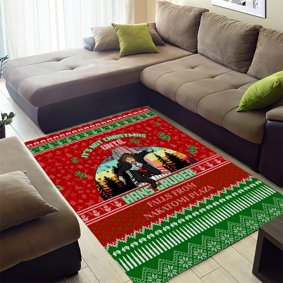 It's Not Christmas Unil Hans Gruber Falls From Nakatomi Plaza Area Rug Xmas Eve 1988 - Wonder Print Shop