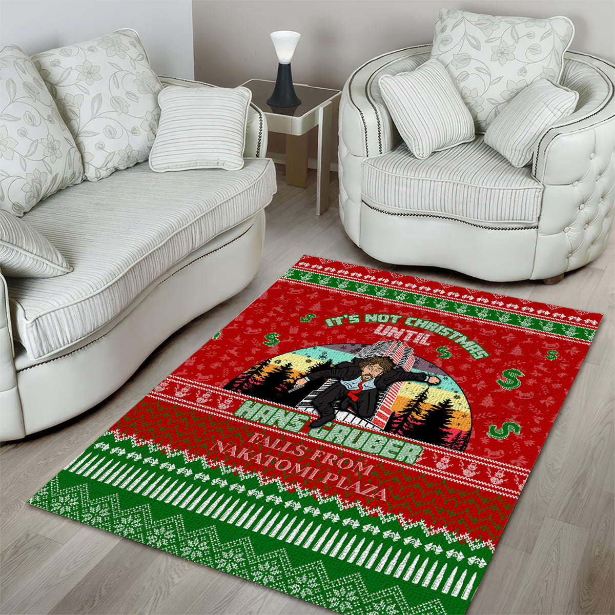 It's Not Christmas Unil Hans Gruber Falls From Nakatomi Plaza Area Rug Xmas Eve 1988 - Wonder Print Shop