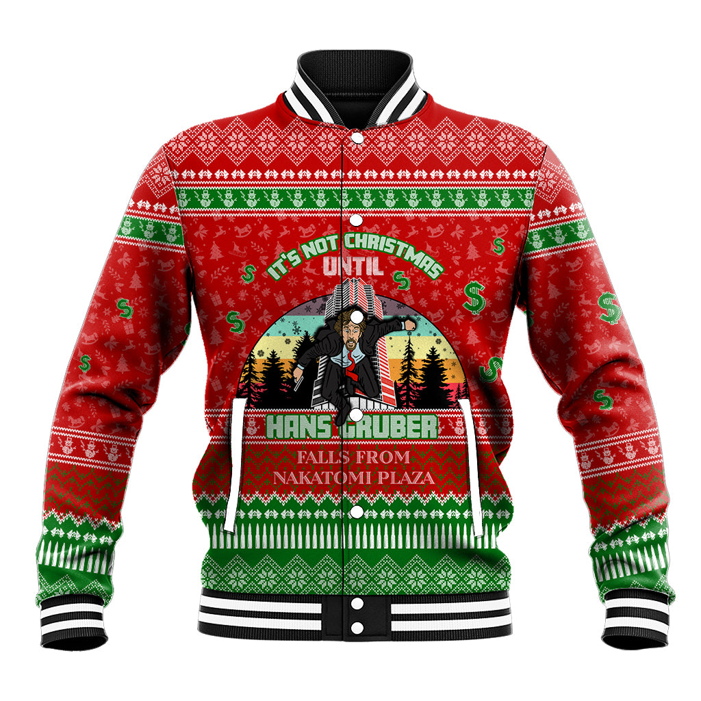 It's Not Christmas Unil Hans Gruber Falls From Nakatomi Plaza Baseball Jacket Xmas Eve 1988 - Wonder Print Shop