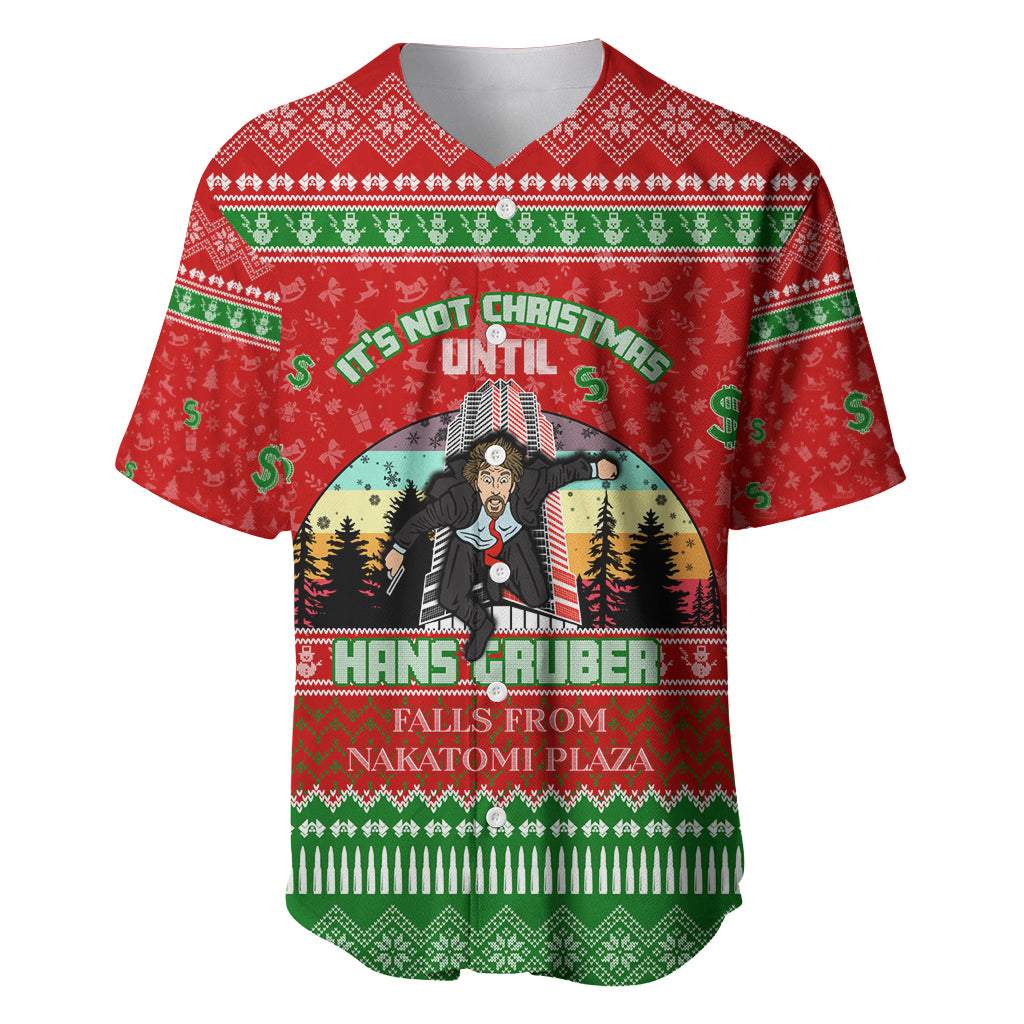 It's Not Christmas Unil Hans Gruber Falls From Nakatomi Plaza Baseball Jersey Xmas Eve 1988 - Wonder Print Shop