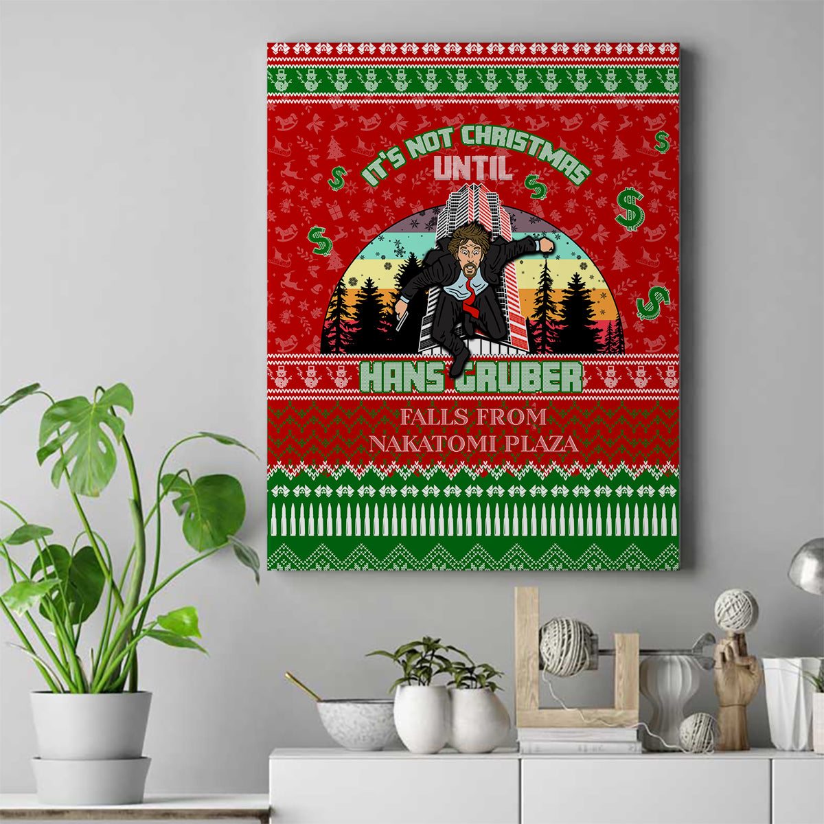It's Not Christmas Unil Hans Gruber Falls From Nakatomi Plaza Canvas Wall Art Xmas Eve 1988 - Wonder Print Shop