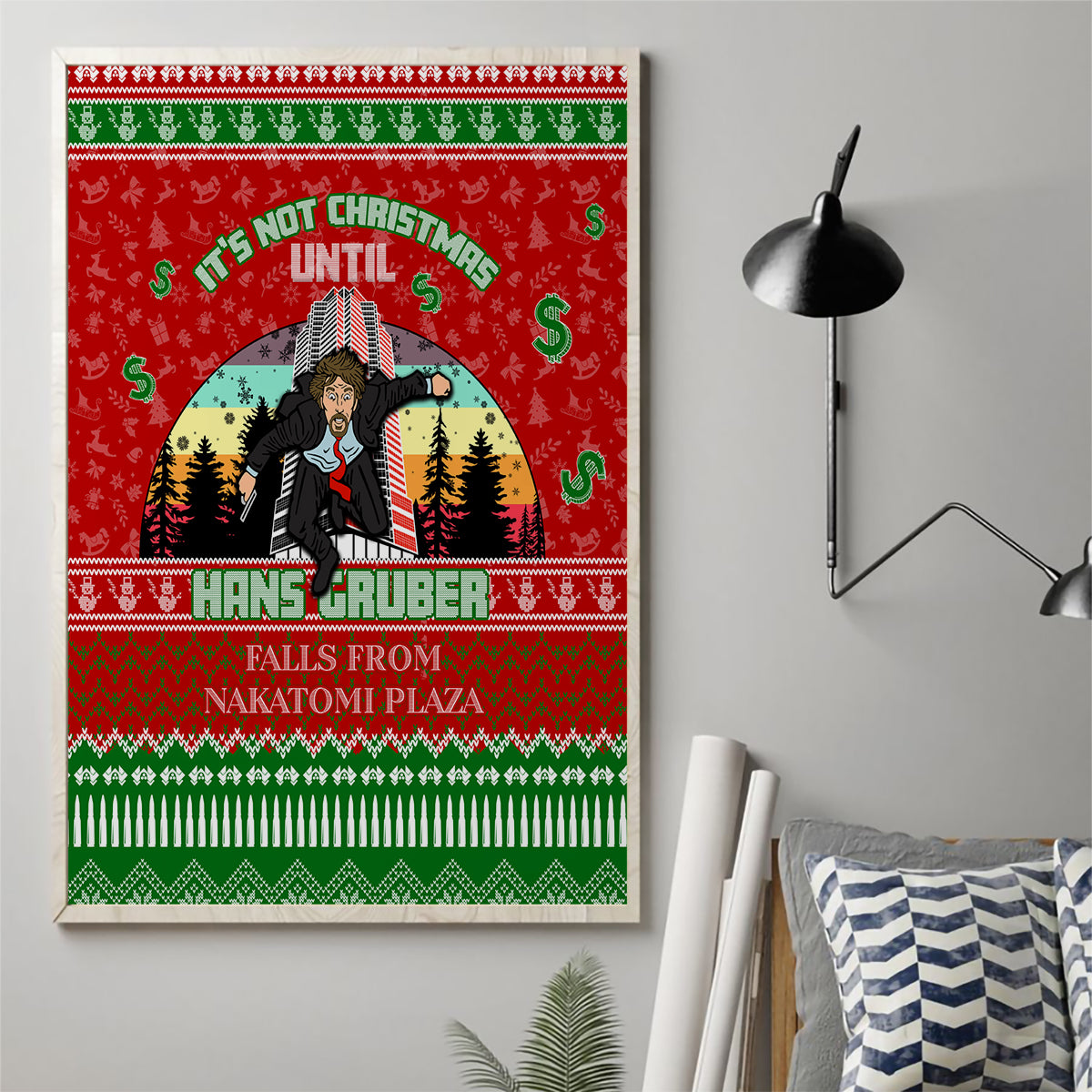 It's Not Christmas Unil Hans Gruber Falls From Nakatomi Plaza Canvas Wall Art Xmas Eve 1988 - Wonder Print Shop